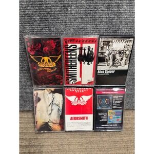 Vintage Rock Cassette Tape Lot Aerosmith Talking Heads Alice Cooper Smithereens